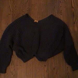 over-sized v neck navy sweater
